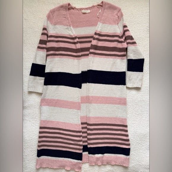 A Beautiful Soul Atlar’d State Striped Chenille Open Long Cardigan Knit 2XL/3XL - Picture 1 of 6